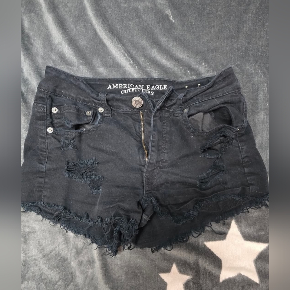 American Eagle Outfitters Dark Distressed Jean Shorts